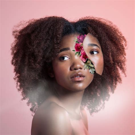 flower girl blackgirl pink flower surreal cut aesthetic