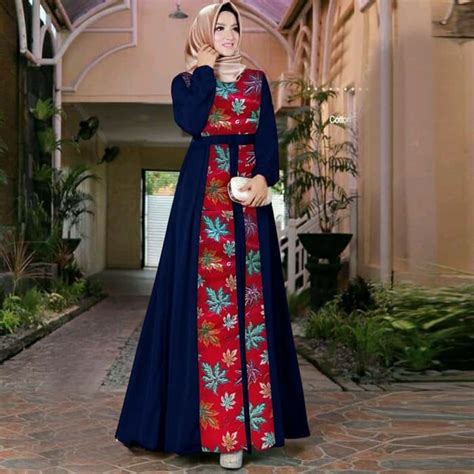 Model Baju Gamis Motif Batik Modern Terbaru Ryn Fashion