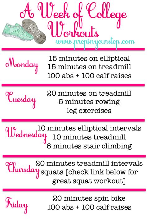 weekly gym workout routine fit   college girl