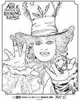 Tim Burton Coloring Pages Wonderland Alice Glass Looking Through Getdrawings Printable Getcolorings sketch template
