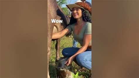 Hot Girl Drinks Milk Directly From The Cow Youtube
