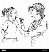 Examines Tonsils Otolaryngologist Drawn sketch template
