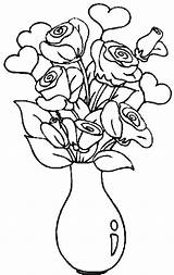 Vase Coloring Roses Flowers Pages Hearts Drawing Colour Flower Beautiful Clipart Wallpaper Lovely Color Library Kids Popular sketch template
