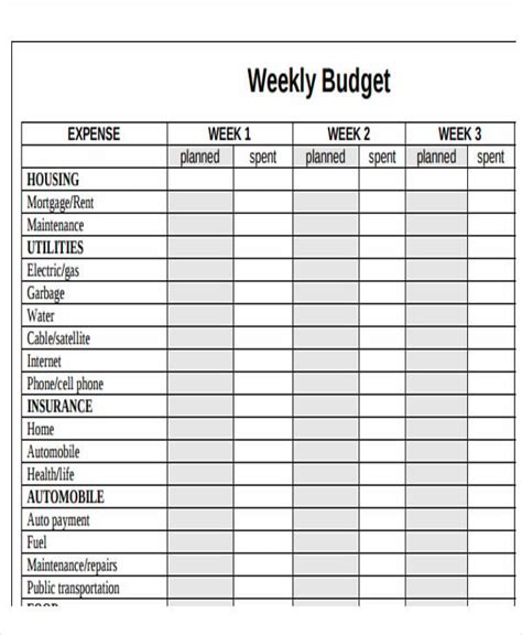 sample budget calendar templates word pages