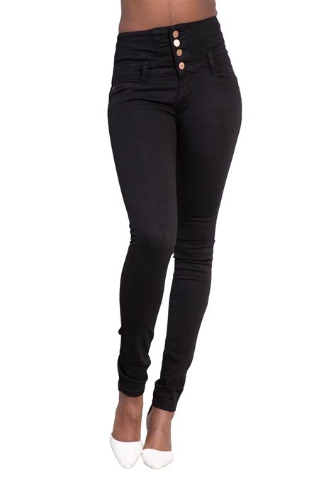 women black sexy skinny jeans ladies high waisted pants size 6 8 10 12