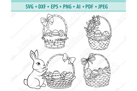 easter basket svg easter bunny png woven basket eps dxf