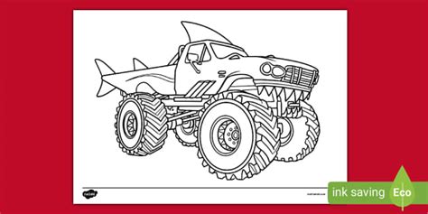 shark monster truck colouring page colouring twinkl