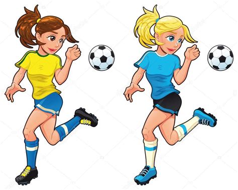 las jugadoras de futbol de dibujos animados vector  caracteres aislados deporte dibujos de