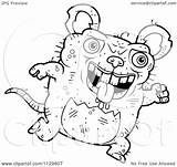 Ugly Running Rat Cartoon Outlined Clipart Coloring Vector Thoman Cory Royalty sketch template