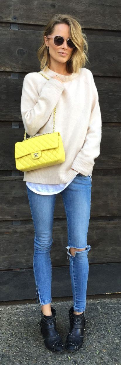 yellow bag outfit idea  images style yellow bag outfit fashion