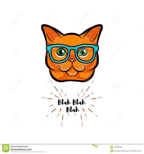 ginger cat geek smart glasses red cat nerd cat portrait vector