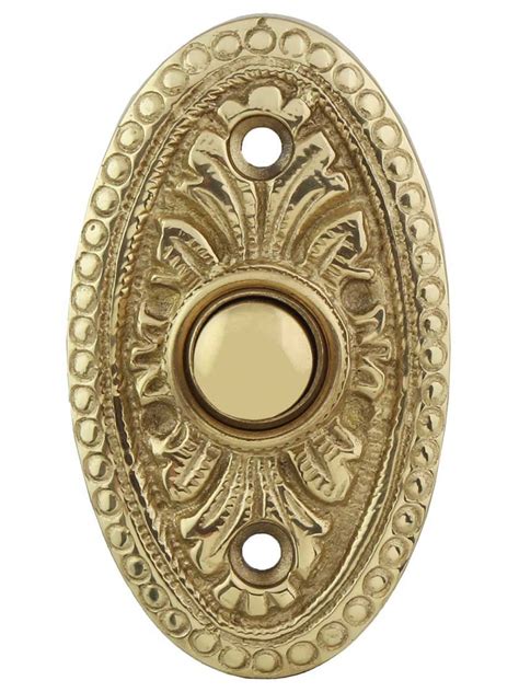 oval beaded solid brass doorbell button brass doorbell doorbell button vintage doorbell