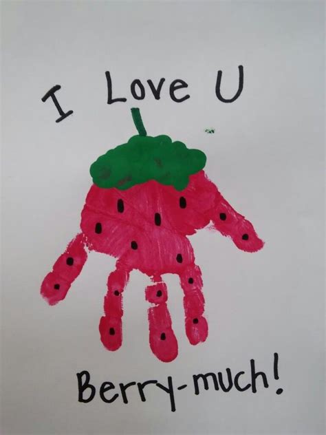 strawberry handprint  daycare crafts preschool valentine crafts