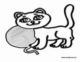 Yarn Kitten Playing Ball Cat sketch template