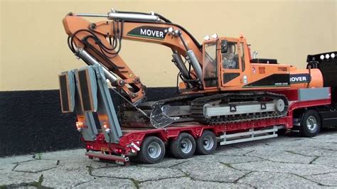 rc volvo truck transports excavator youtube