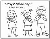 Coloring Pray Without Ceasing Pages Preschool School Bible Sunday Activities Prayer Praying Children Jesus Hands Colouring Kids Continually Crafts Church sketch template