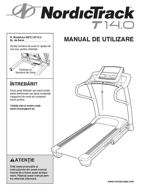 Nordictrack T 14 0 Treadmill Manual De Utilizare Pdf Download Manualslib