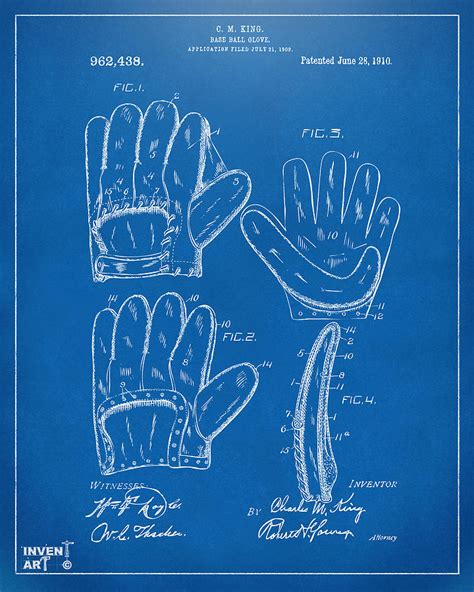 baseball glove patent artwork blueprint digital art  nikki marie