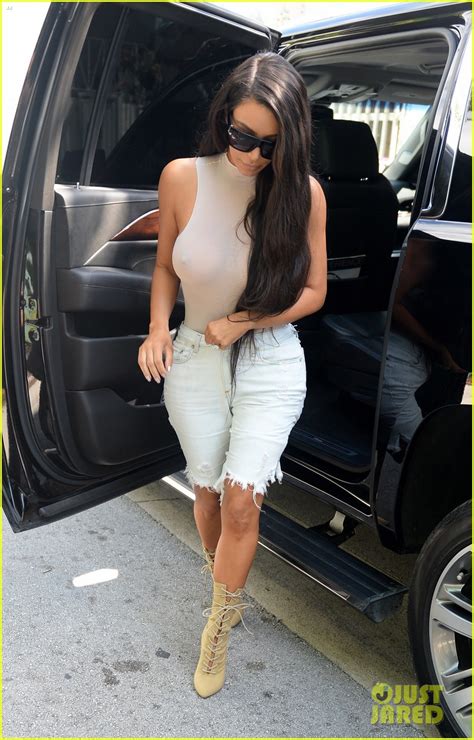 Kim Kardashian Goes Braless While Wearing A See Through