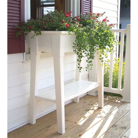 white garden planter raised bed flower window stand patio porch deck box pot patio