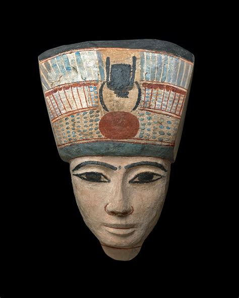 Egyptian An Egyptian Polychrome Wood Mummy Mask Third Ntermediate