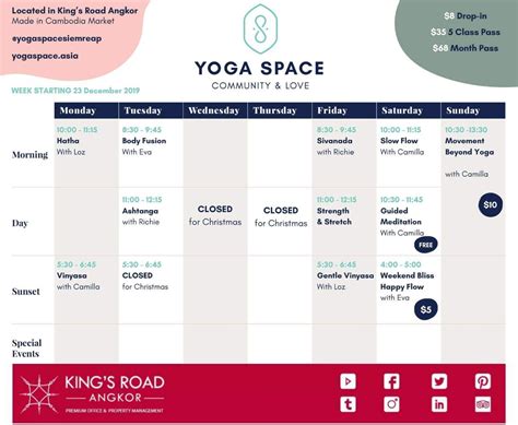 yoga space  schedule   week brings  energies