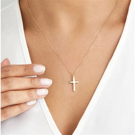 solid gold cross necklace silver cross necklace women etsy