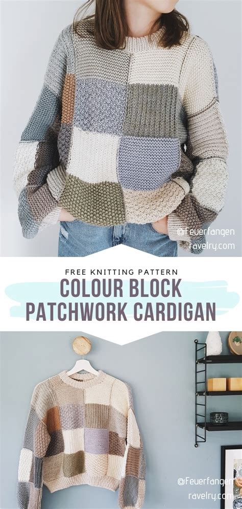 trendy patchwork cardigans   knitting patterns