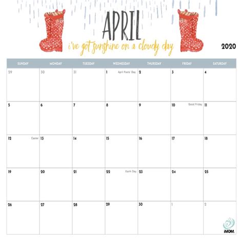 2020 Printable Calendar For Moms Imom