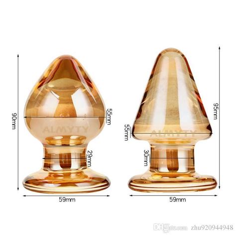 New Glass Anal Sex Toys Golden Cone Glass Big Anal Plug Crystal Glass