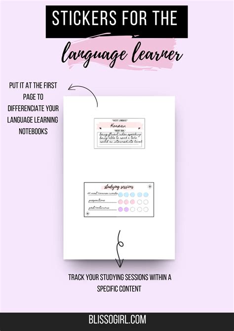 set  stickers  language learners etsy