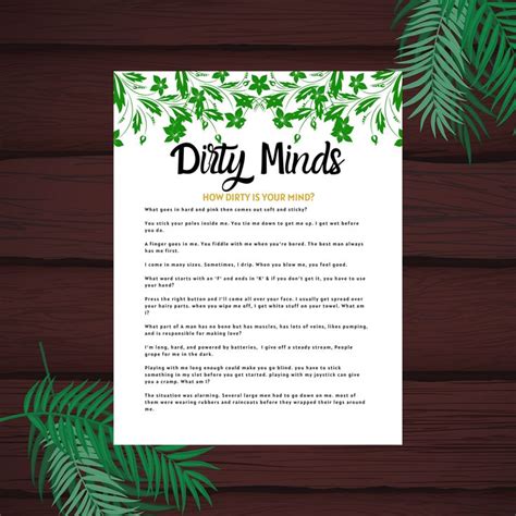 dirty minds bachelorette party game printable bridal etsy