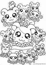 Hamtaro Pages Coloring Cartoon Color Printable Print Kids Sheets sketch template