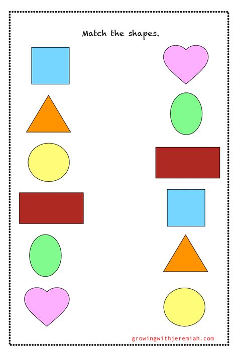 matching shapes worksheets    months ira parenting