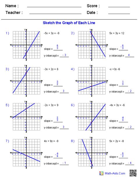 writing linear equations   table worksheet answer key