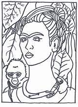 Coloring Pages Frida Famous Portrait Self Zentangle Kahlo Colouring Scream Painting Printable Pinturas Kids Monkey Artist Paintings Mandala Impressionist Books sketch template
