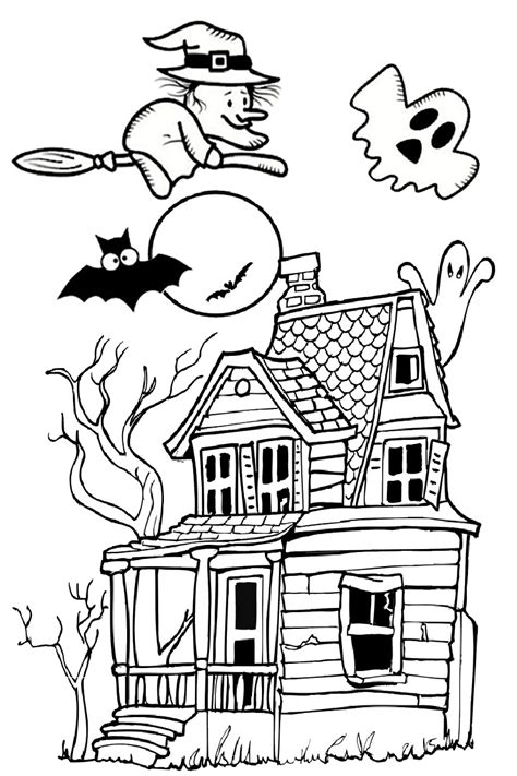 haunted house coloring pages printables