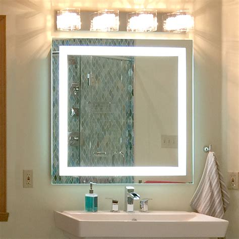 front lighted led bathroom vanity mirror    square mirrors marble