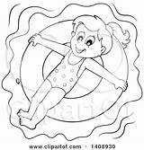 Tube Floating Clipart Inner Girl Happy Swimming Lineart Illustration Royalty Visekart Clip Vector Boy Cartoon Small Clipartof sketch template