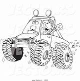 Cartoon Truck Mud Outline Vector Coloring Excited 4wheeling Through Man His Ron Leishman sketch template