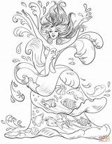 Colorear Syrena Meerjungfrau Diosa Supercoloring Kolorowanka Kolorowanki Bogini Morza Mako Drukuj sketch template