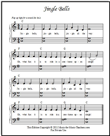 jingle bells sheet   beginner piano students