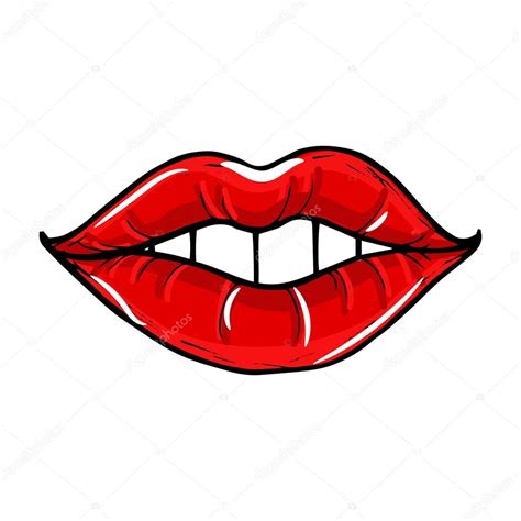 open female mouth with red lips womens lips isolated on a