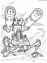 Future Army Pages Coloring Boys Cannon Walking Fighter Space sketch template