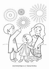 Diwali Coloring Fireworks Pages Colouring Drawing Celebration Indian Festival Kids Children Happy Activityvillage Enjoying Print Craft Some Card Color Fun sketch template