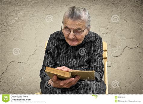 Elderly Woman Reading Bible Stock Image Image Of Human