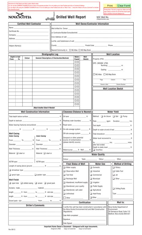 Nova Scotia Canada Drilled Well Report Fill Out Sign Online And