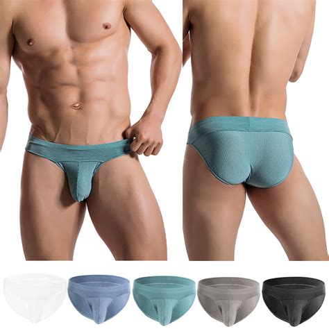 men s briefs striped bulge pouch underwear sexy ultra thin underpants