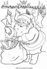 Coloring Santa Visit Christmas Pages sketch template