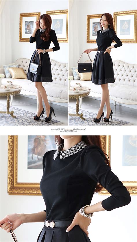 autumn winter fashion womens korean style slim black long sleeve belted